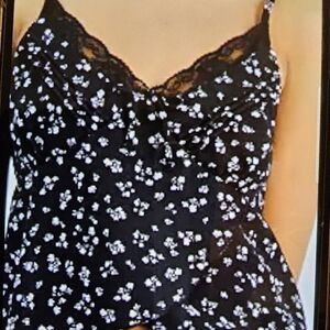 Self Esteem Black Floral Fitted Crop Camisole